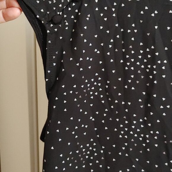 REITMANS plus size XXL black top shirt small white hearts pattern short … - Picture 3 of 6